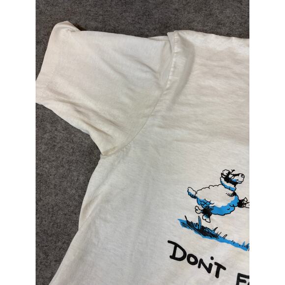 VINTAGE 90s Dont Follow The Sheep Shirt Mens XL White Graphic Jesus God Tee - Picture 5 of 9